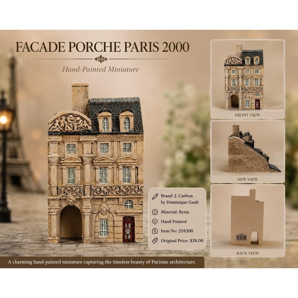 J Carlton‎ Dominique Gault Miniature Paris Facade Porche 218300 Hand Painted